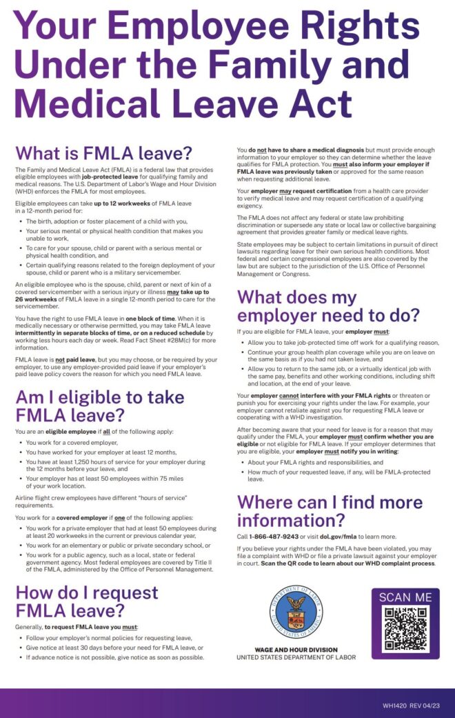 DOL Publishes a New (EggplantColored) FMLA Poster FMLA Insights